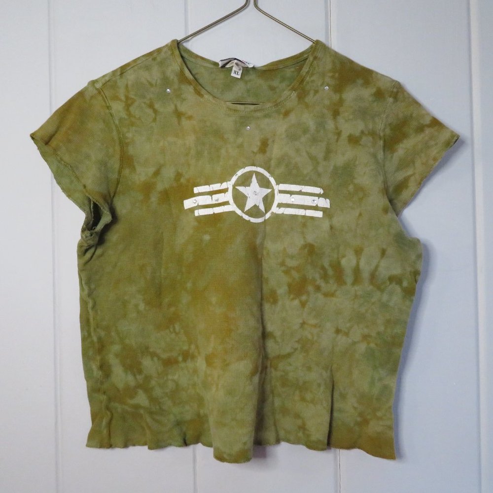 KnitWorks (Kids) - Green Short Sleeve Crop Top 100% Cotton Size XL